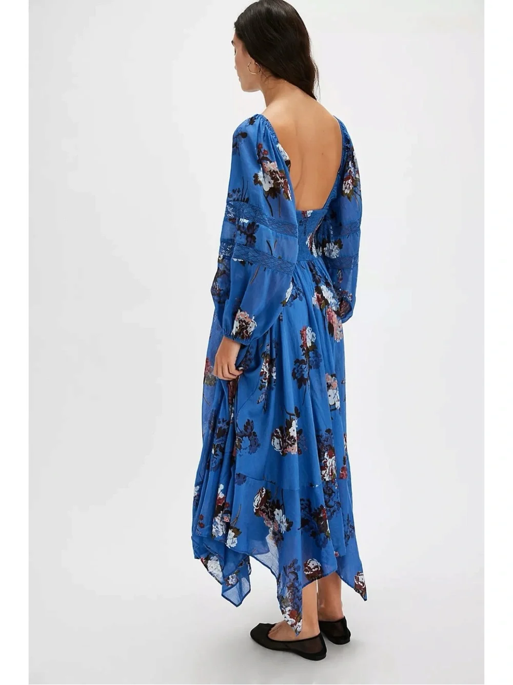 Free People Bohemian Witchy Fairy Morning Glory Maxi Dress Bluebell Medium NWT